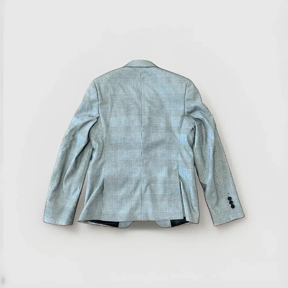 B by Brooks Brothers Glen Plaid Two Button Blazer Jacket Grey Black Size 16R